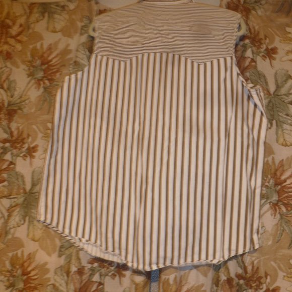 Details Express Button Up Vest w/ Pockets Multi-Striped  Sleeveless Cotton Sz18 - Picture 7 of 7